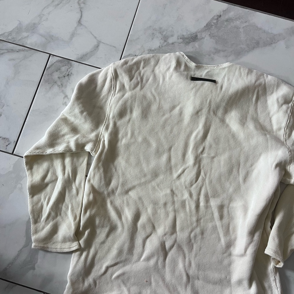 SOLD OUT SOLD Fear of God Essentials Cream Long Sleeve Henley Thermal Shirt - Picture 5 of 6